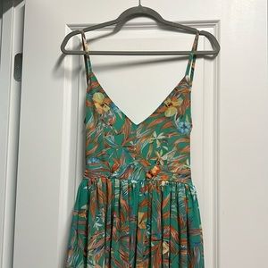 Pink Lily “It’s Love At First Sight” Green Tropical Maxi Dress - NWOT